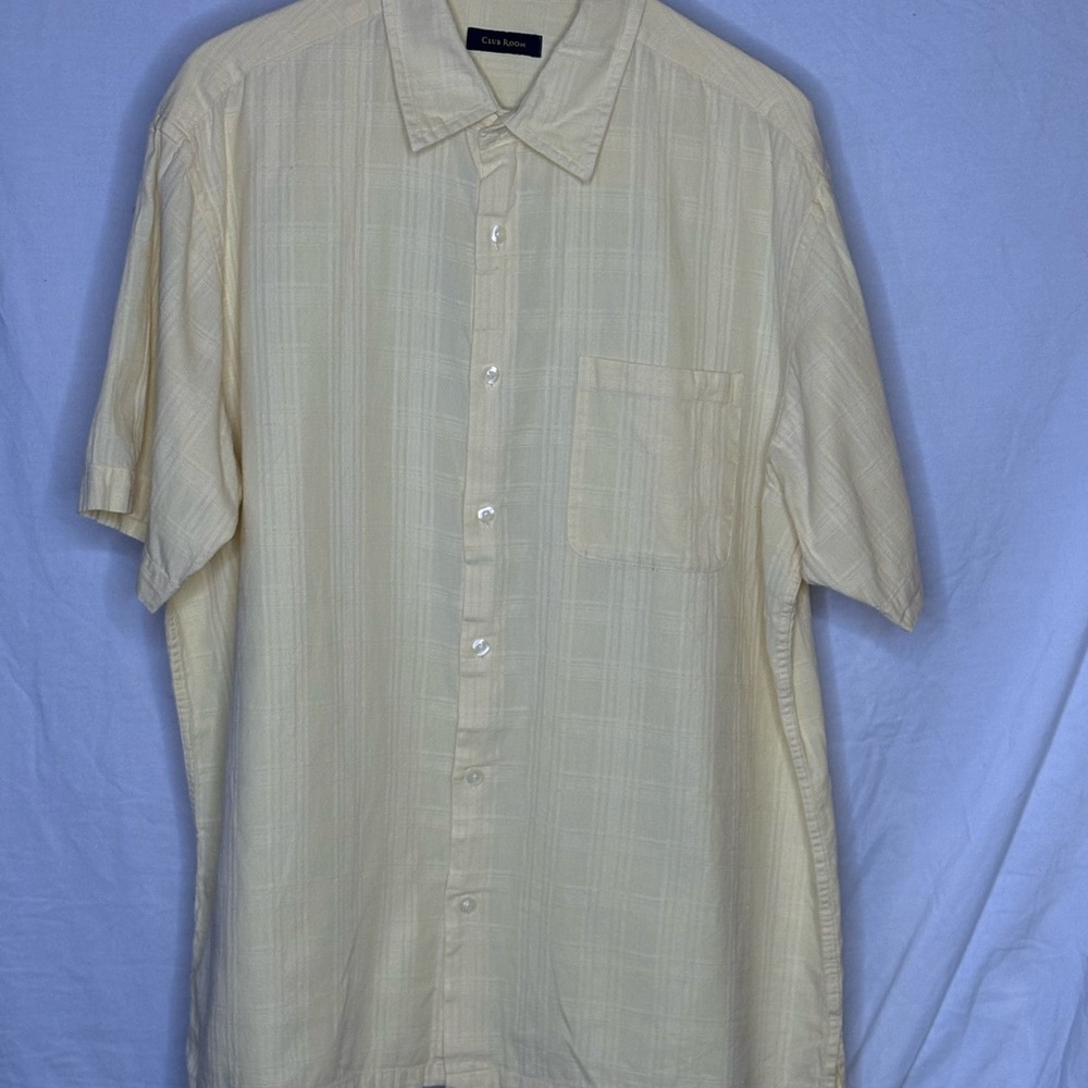 Club Room Light Yellow Casual Button Down Shirt
